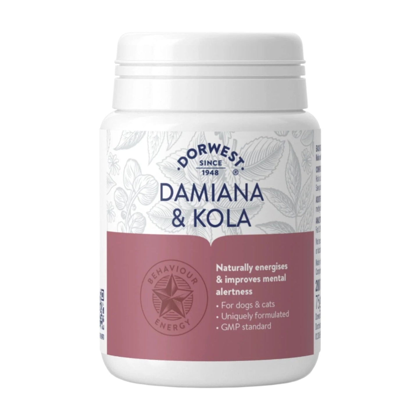 Dorwest Herbs Damiana & Kola Tablets - Natural Herbal Supplement for Dog and Cats