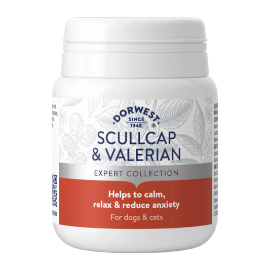 Dorwest Scullcap and Valerian Tablets for Cats and Dogs - Supports Relaxation & Calmness (Natural Supplement)