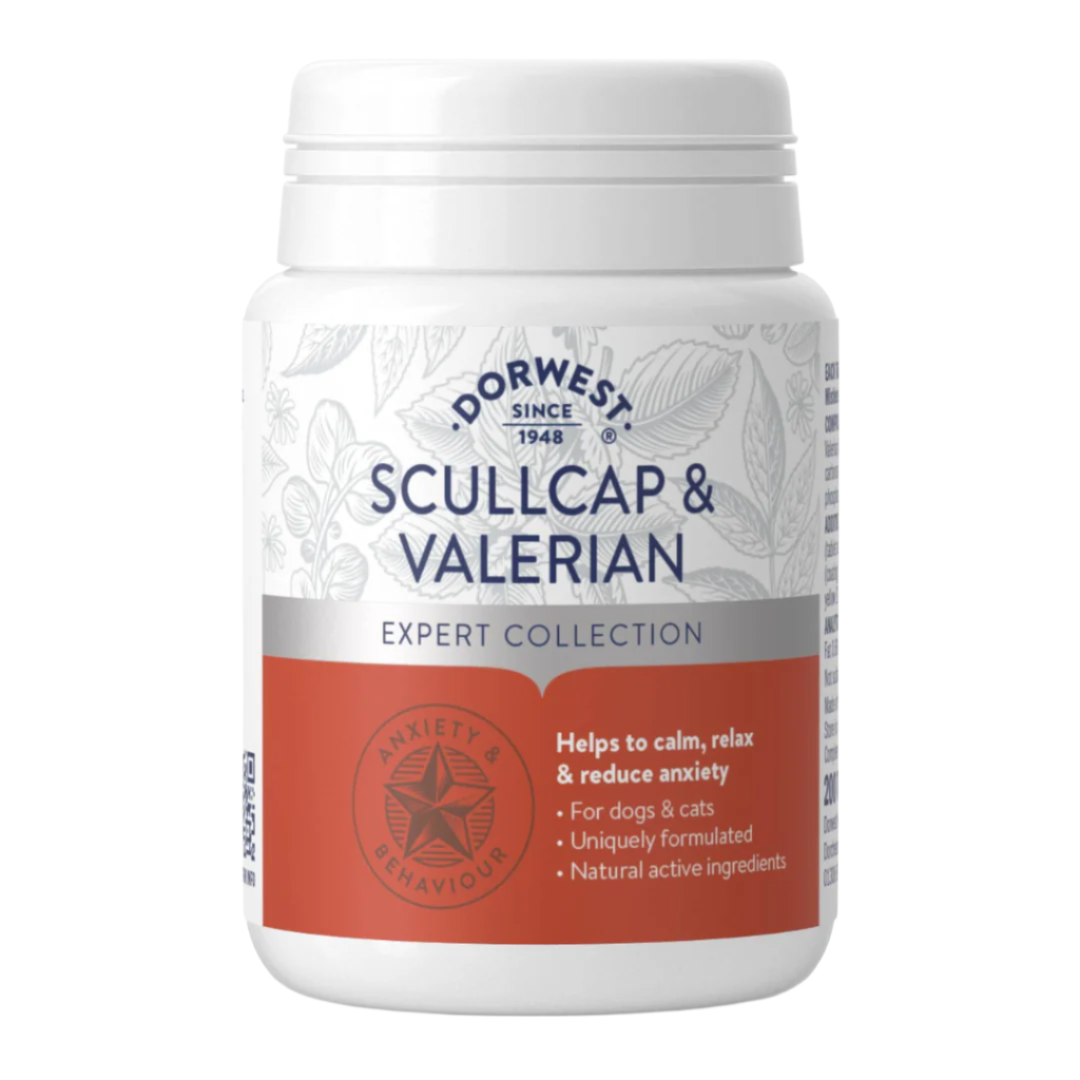 Dorwest Scullcap and Valerian Tablets for Cats and Dogs - Supports Relaxation & Calmness (Natural Supplement)