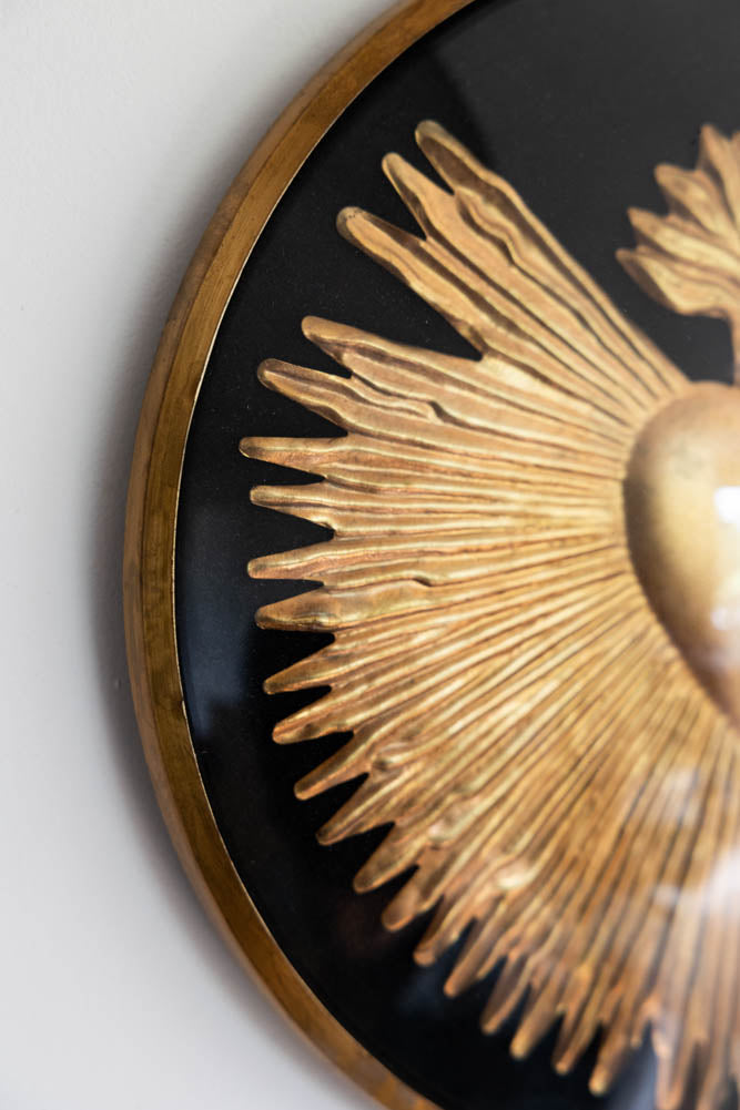 Framed Golden Milagro Heart Decoration